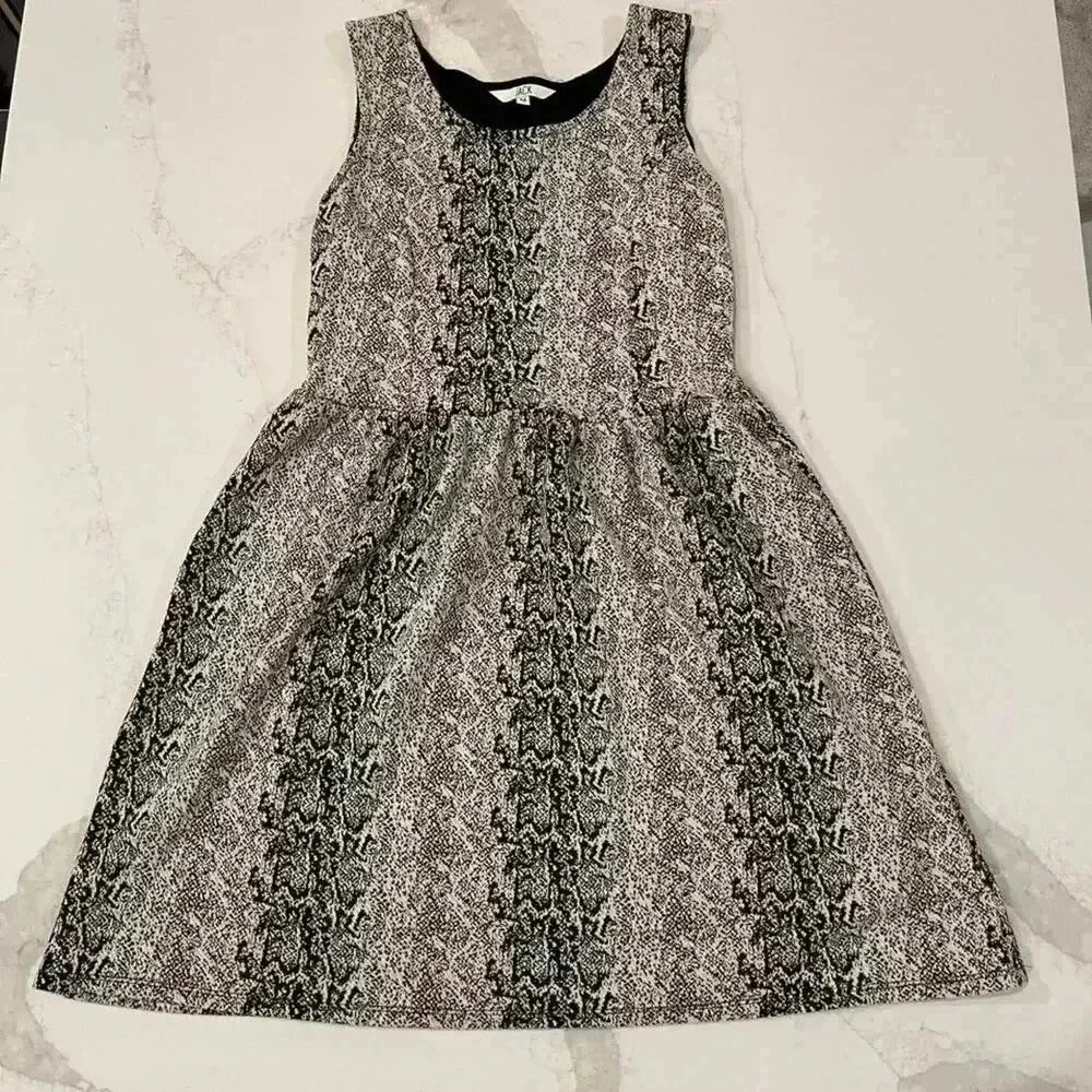 Jack Midi A-Line Snakeskin Tank Dress Sleeveless Round Neck Tan/Black Womens Med